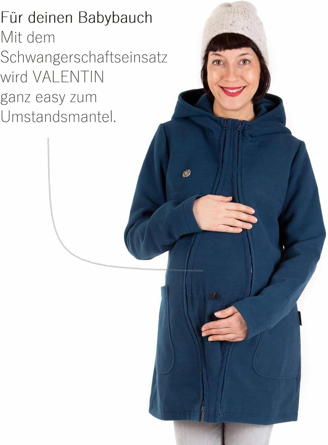 Viva la Mama - schicker Umstands- und Tragemantel für den Winter - VALENTIN L Petrolblau, L Petrolbl