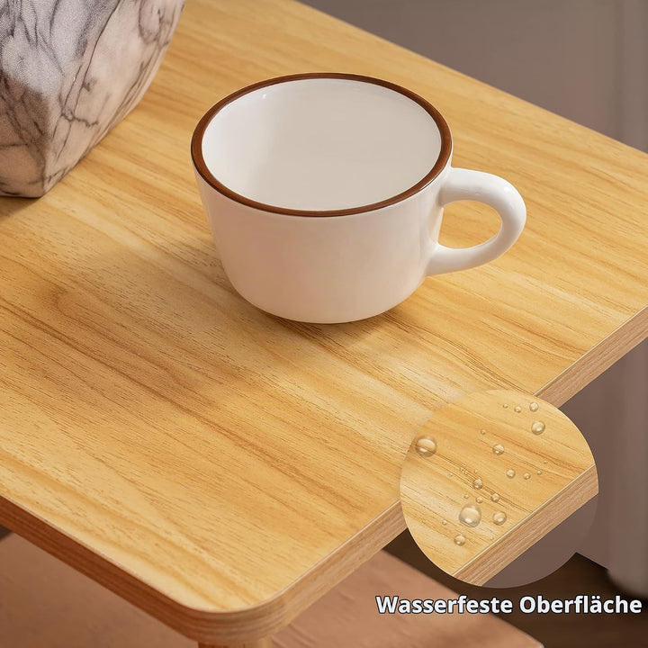 APICIZON Beistelltisch Holz, 2 Tier Nachttisch Schmal, 40x30x52cm, Beistelltisch Klein mit Stauraum,