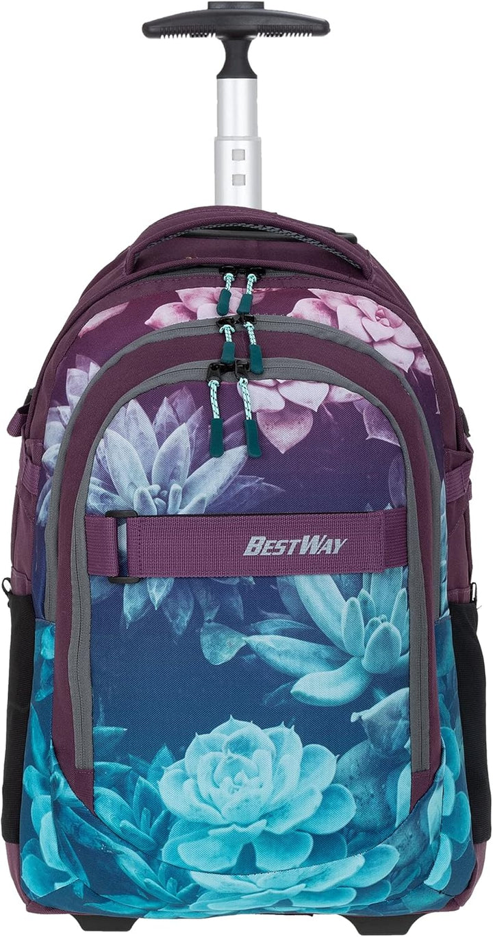 Bestway Schultrolley Mädchen Jungen Trolley Schulrucksack 2 Teile Set Packer Evo + Heftmappe A4 Dark
