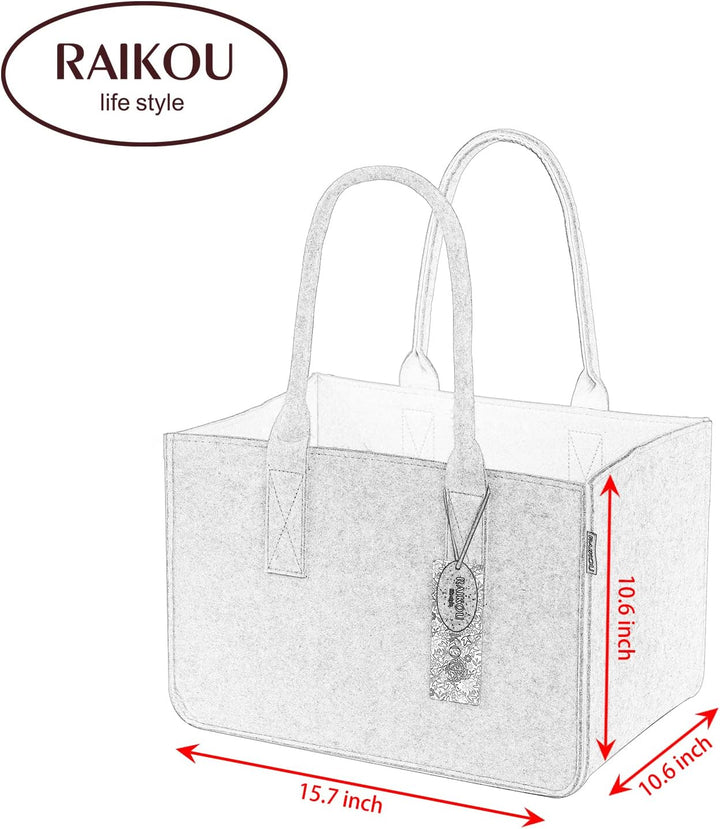 RAIKOU KULT Filz-Tasche Shopper NEU Filzkorb Einkaufstasche Henkeltasche Zeitungskorb Stabile Kaminh