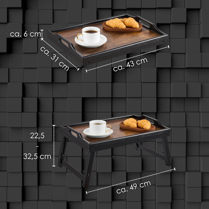 Klappbares Bambus Tablett höhenverstellbar für Bett und Sofa (22,5-32 cm) Notebooktisch & Frühstücks