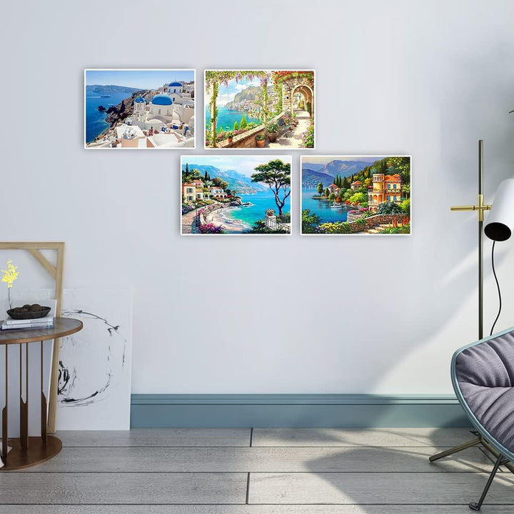 DCIDBEI 4 Pack Diamond Painting Vierer Set Landschaften 40x50 cm Diamant Painting Bilder Strand Male