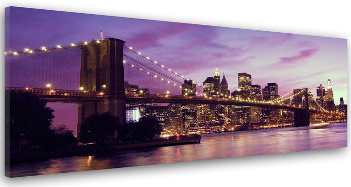 Feeby Frames, Leinwandbild, Bilder, Wand Bild, Wandbilder, Kunstdruck 30x90cm, BROOKLYN BRIDGE, NEW