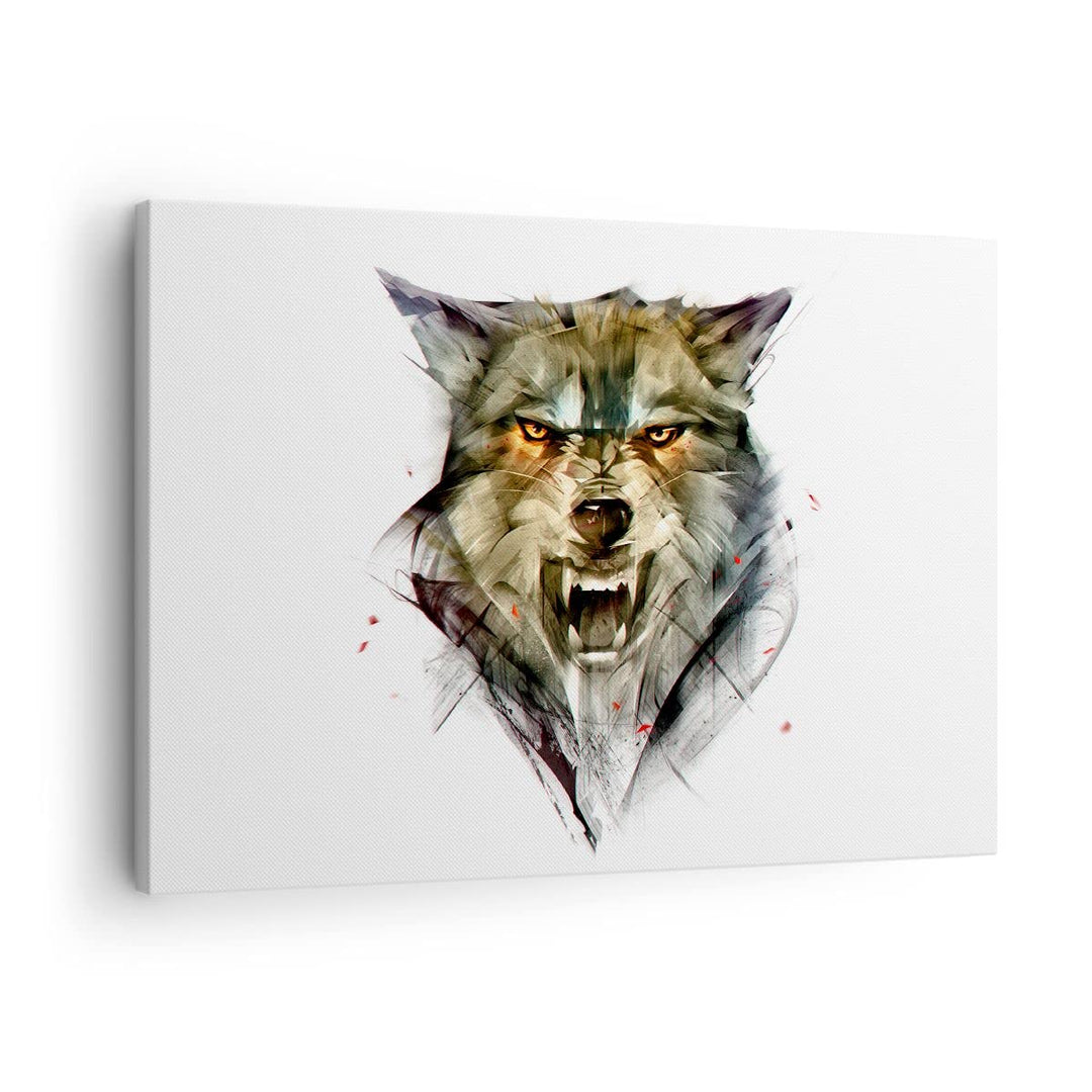 Bilder auf Leinwand Wolf Tier Wald Leinwandbild mit Rahmen 70x50cm Wandbilder Dekoration Wohnzimmer