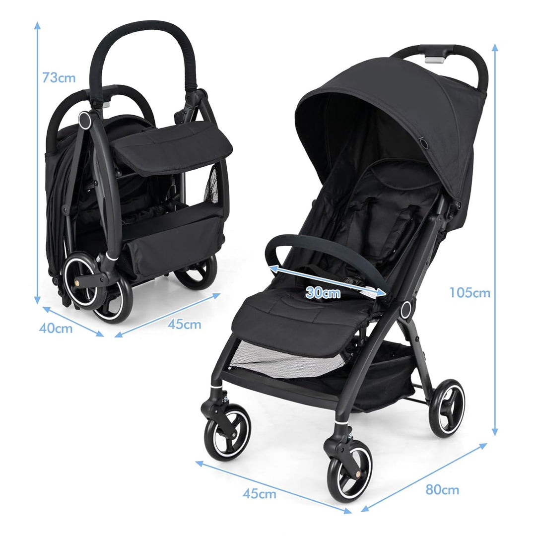 LIFEZEAL Faltbarer Kinderwagen mit neigbarer Rückenlehne, Kinderbuggy mit verstellbarem Sonnendach,