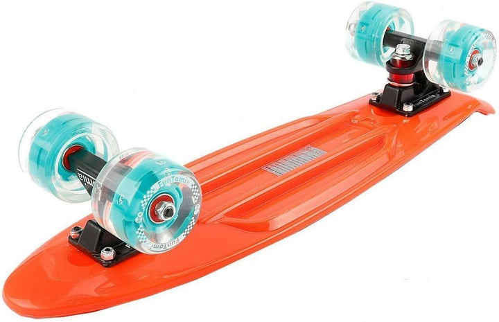 FunTomia Miniboard Cruiser Skateboard mit 70/65mm Big Wheel Rollen inkl. MACH1 Kugellager orange mit