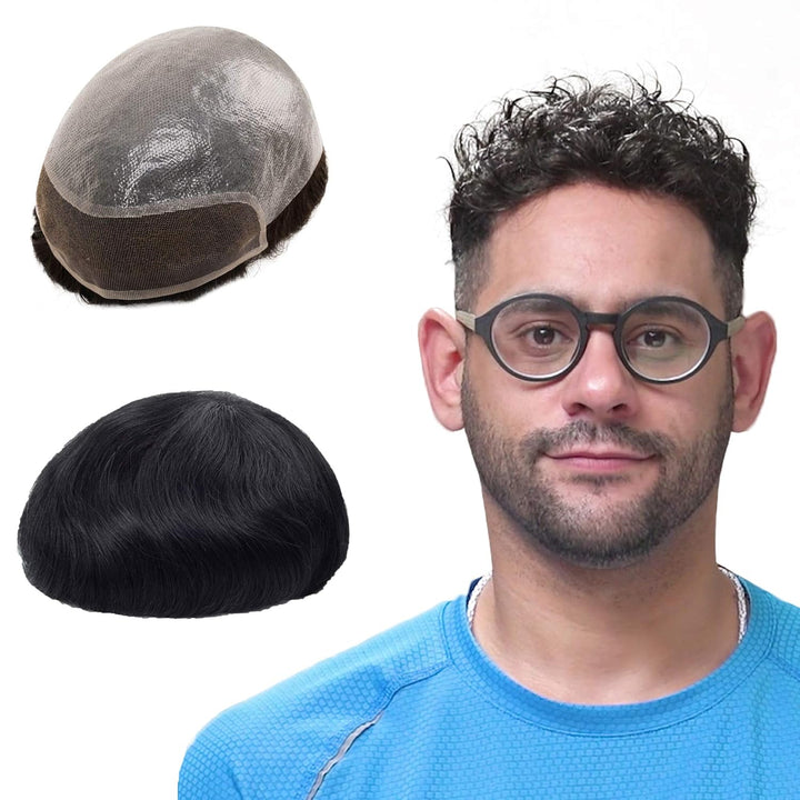 Lordhair Perücke Männer,Realität Toupet, 0,08 mm Dünne Leder Basis 20 * 25 CM Leichtes Haarersatzsys