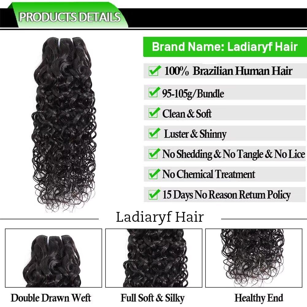 Ladiary Hair Brazilian Hair Bundle Water Wave Human Hair 3 Bundles 12 14 16 Zoll Curly Hair Weave 10