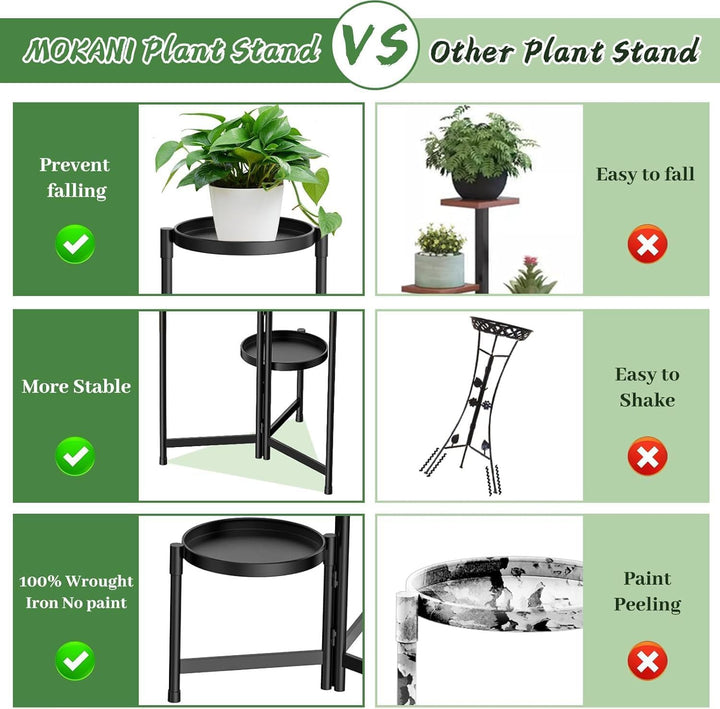 Blumenständer Metall mit 3 Ebenen, Pflanzenständer Metall mit 10 Zoll breiter Tablett, Platzsparende