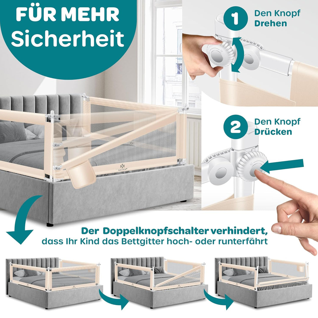 KESSER® Bettgitter 150cm Bettschutzgitter Kinderbettgitter für Kinder Babybettgitter Klappbar, Kinde