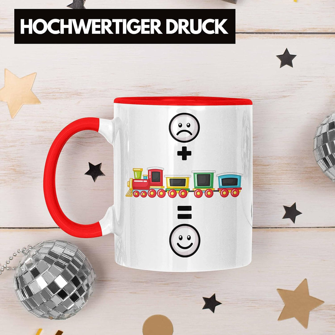 Trendation - Eisenbahn Tasse Geschenk für Eisenbahner Modelleisenbahn :(+ Eisenbahner = :) Lustige G
