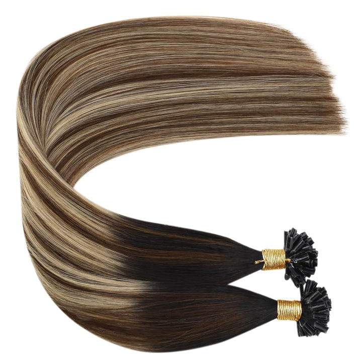 Ugeat Balayage Bonding Extensions U Tip Hair Extensions Echthaar Pre Bonded Extensions Balayage Schw