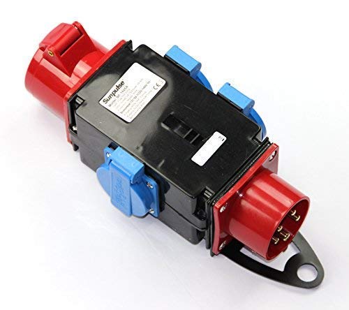 CEE Baustromverteiler Starkstrom Schuko Adapter Verteiler 3 x 230V 1 x 400 V 5-polig 16A IP44 Outdoo