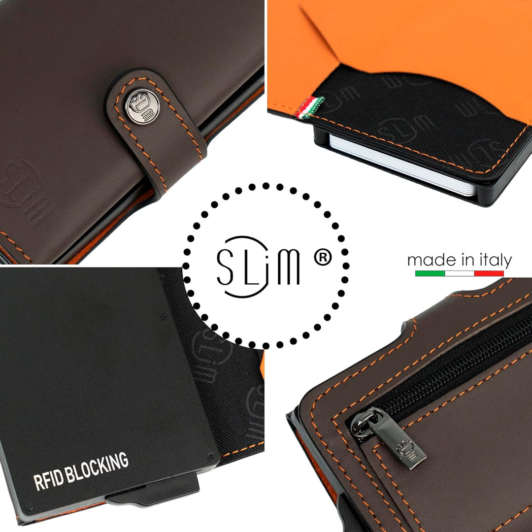SLim Geldbörse für Herren & Damen Smart Wallet kartenetui mit Münzfach & RFID Schutz Portmonee Porte