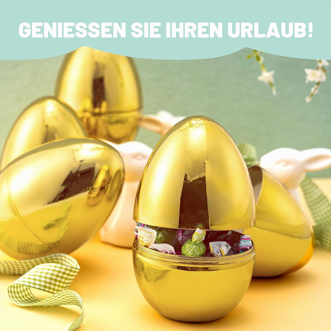 JOYIN 12 Stück riesige goldene Eier 15,2cm grosse metallische Plastik-Ostereier befüllbare Leere Übe