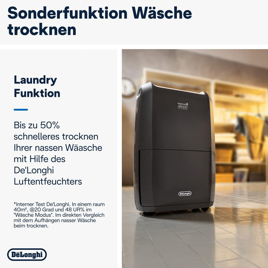 De'Longhi Luftentfeuchter Tasciugo AriaDry Pure DDSX220WFA - elektrischer Entfeuchter und Luftreinig