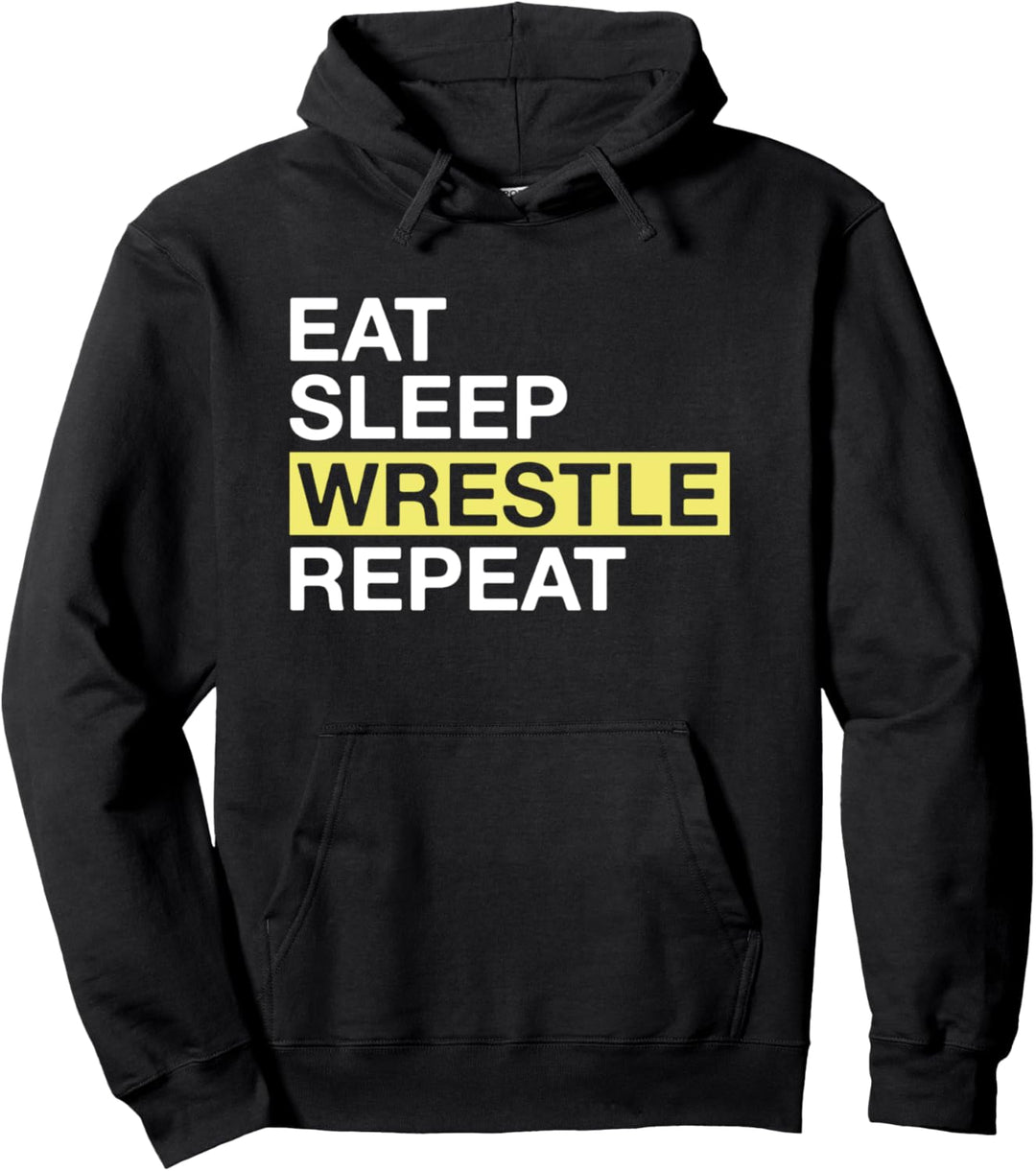 Wrestling Lover Wrestler Eat Sleep Wrestle Repeat Pullover Hoodie