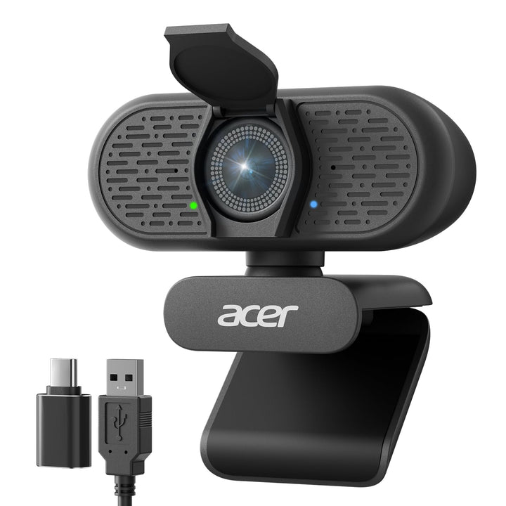 Acer A640 4K-Webcam mit Sony-Sensor, 2K/1080p@60fps, PDAF, Noise-Cancel-Mic, Privacy-Shutter, USB-A-