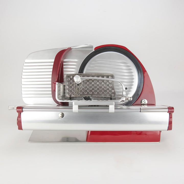 Berkel Aufschnittmaschine Home Line 250 in rot - Premium Schneidemaschine inkl. handgefertigtem Einl
