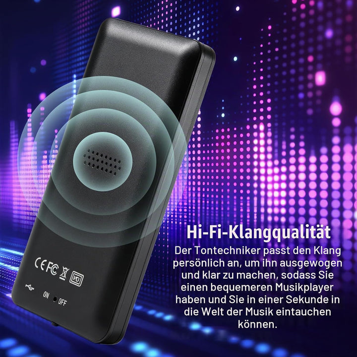 64GB MP3 Player, MP3-Player Bluetooth 5.0 mit 1,8" TFT-Farbbildschirm, Tragbarer Musik-Player mit La
