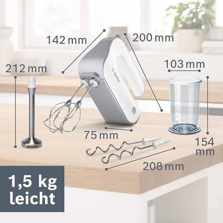 Bosch Handrührer Styline MFQ4075DE, 2 Rührbesen, 2 Edelstahl-Knethaken, spülmaschinengeeignet, Pürie