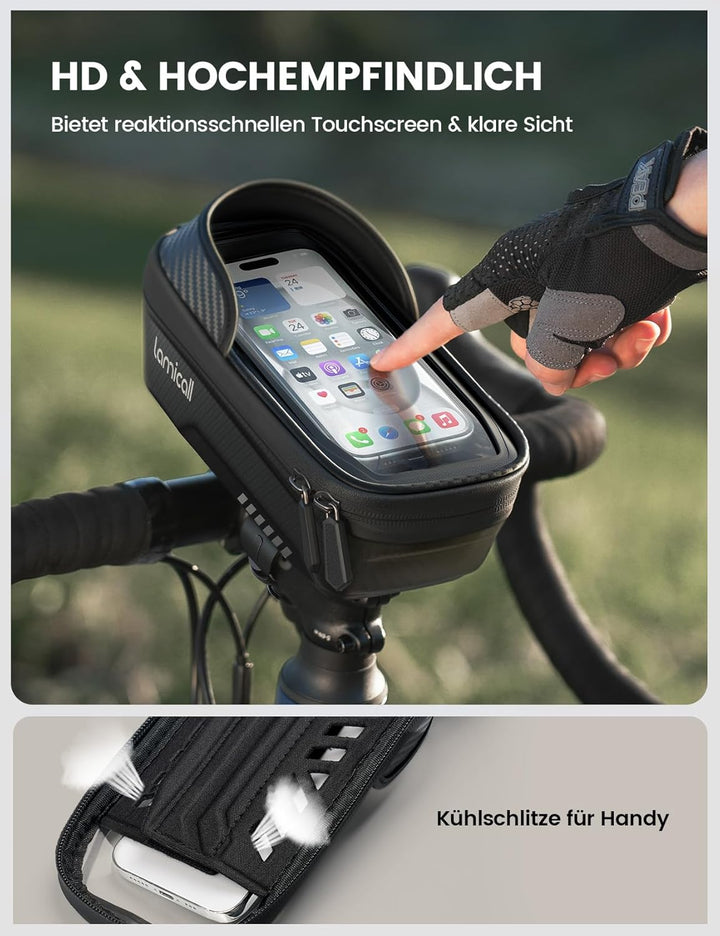 Lamicall 2-IN-1 Fahrradtasche Rahmen, Rahmentasche Fahrrad - [1S Schnellspanner] wasserdichte Lenker