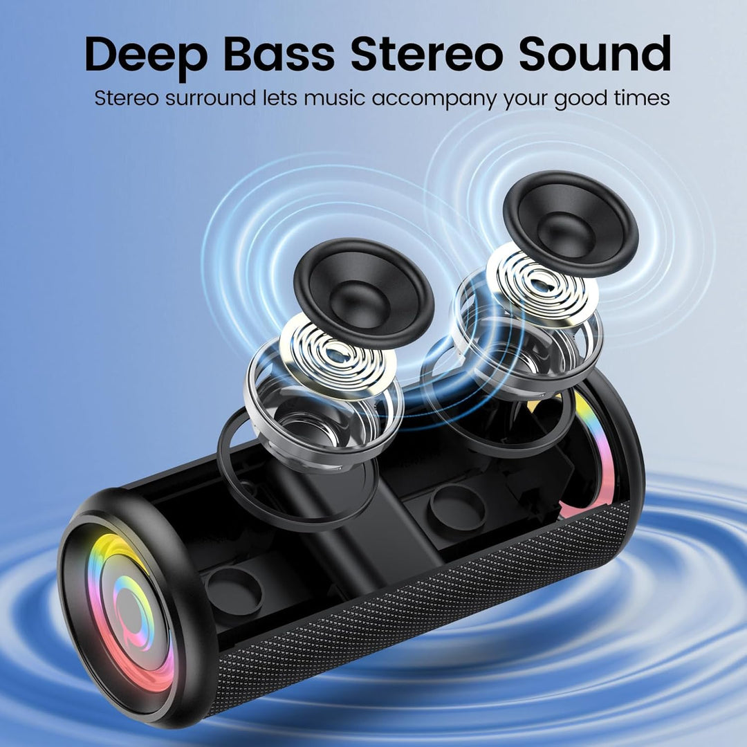 Bluetooth Lautsprecher, 2026 Musikbox Bluetooth 5.4 mit RGB Lichter, Tragbarer Lautsprecher Freispre