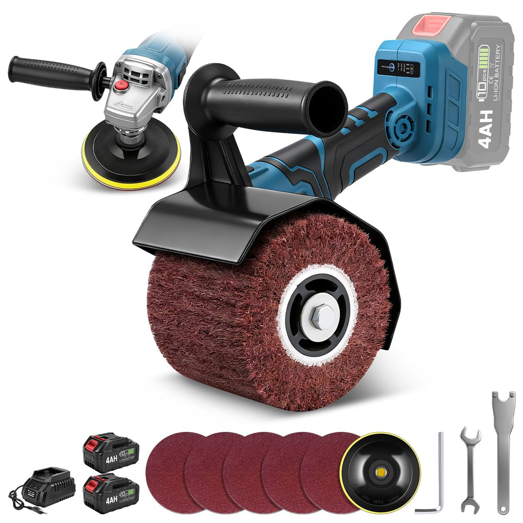3 IN 1 Satiniermaschine & Poliermaschine & Winkelschleifer, 1200W Akku-Bürstenschleifer Brushless, 5