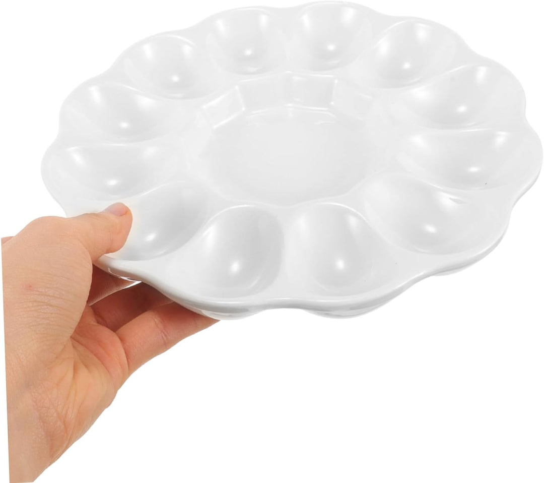 VICASKY Ostereier Eierplatte mit Fächern Keramisches Eiertablett als Eierhalter und Ablage für Gekoc