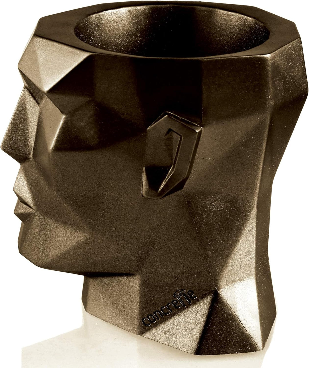 CONCRETTE Blumentopf aus Beton Apollo | Ø 12 cm | Brass | Zement-Pflanzkübel | Handgefertigt in der
