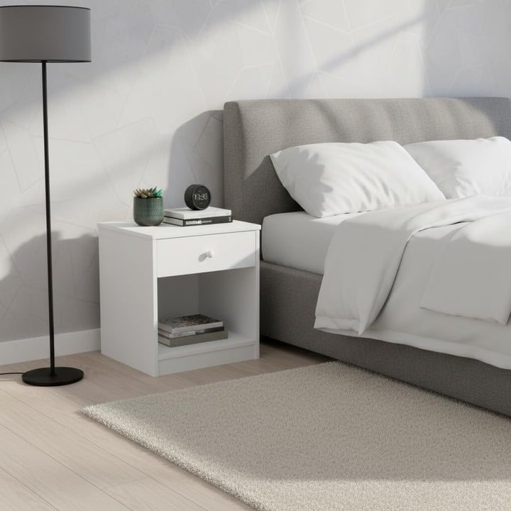 Leomark Nachttisch aus Holz - White Classic - Nachtschränkchen mit Schublade, Nachtschrank für Kinde
