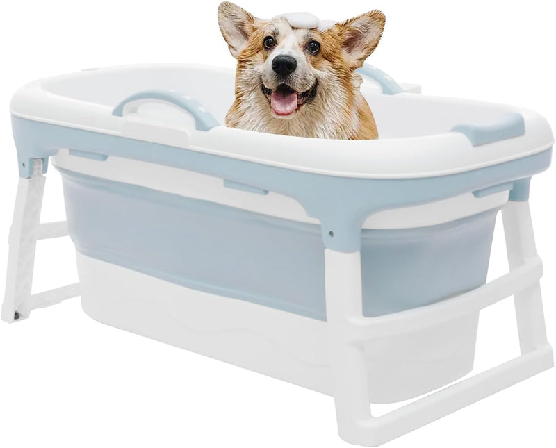SuhoFutus Hundebadewanne Faltbare Badewanne für Grosse Hunde, Hundebadewanne mit Wasserablassstopfen