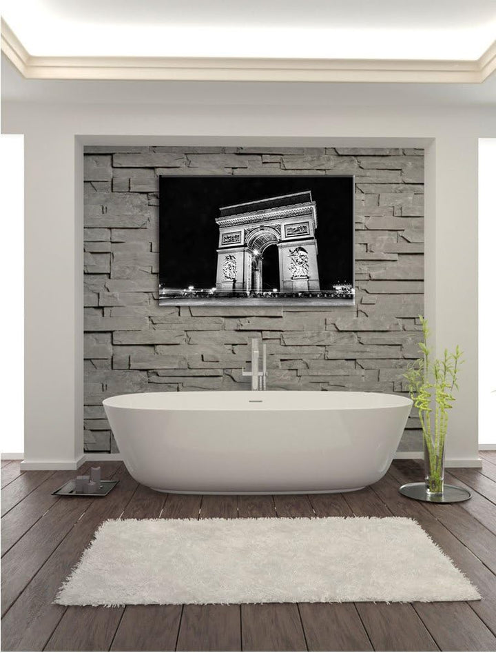 Pixxprint Dark Triumphbogen bei Nacht / 100x70cm Leinwandbild bespannt auf Holzrahmen/Wandbild Kunst