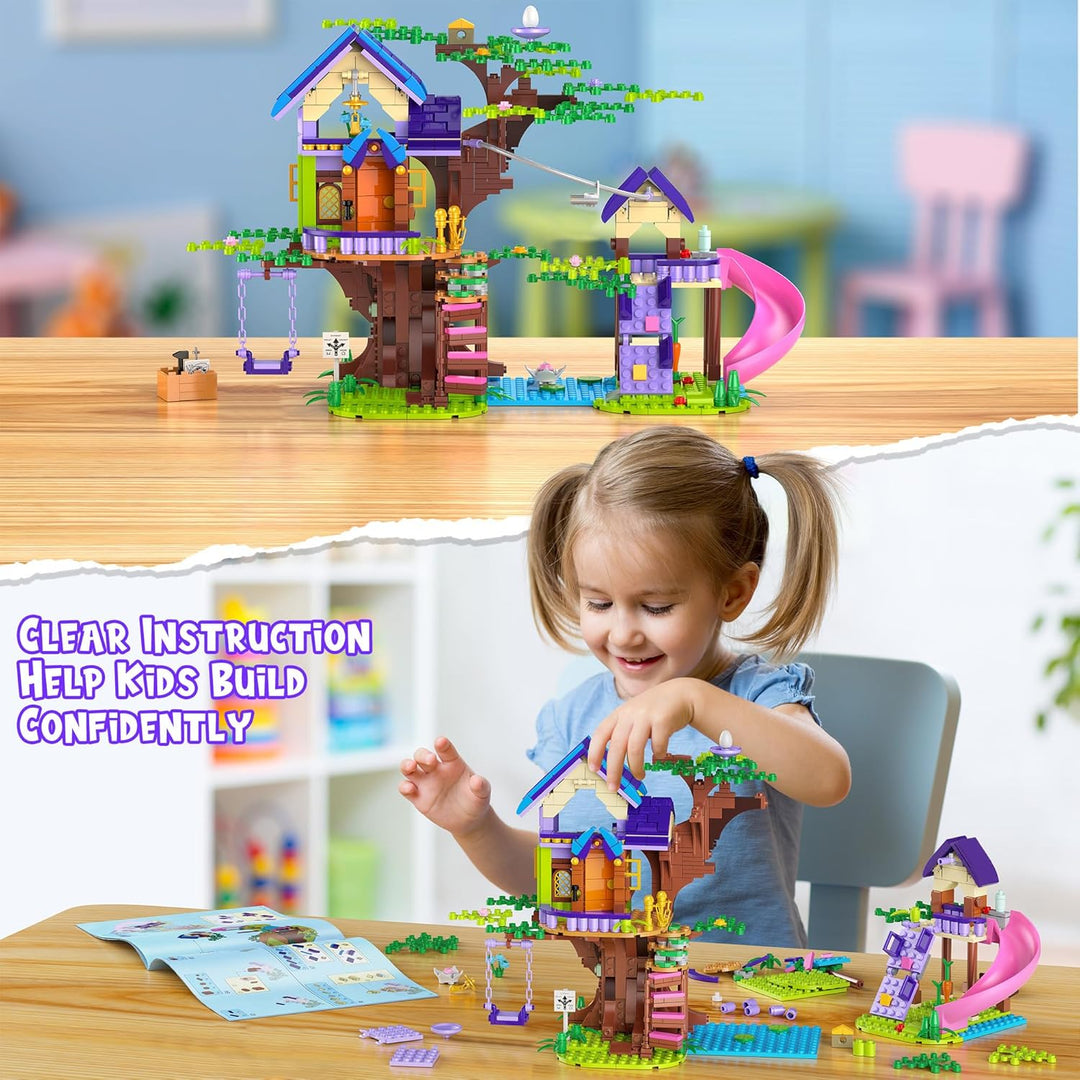 Friends Baumhaus-Bauset, 791 PCS City Wald Haus Wohnung, Baustein-Spielzeug mit Schaukel, Weihnachte