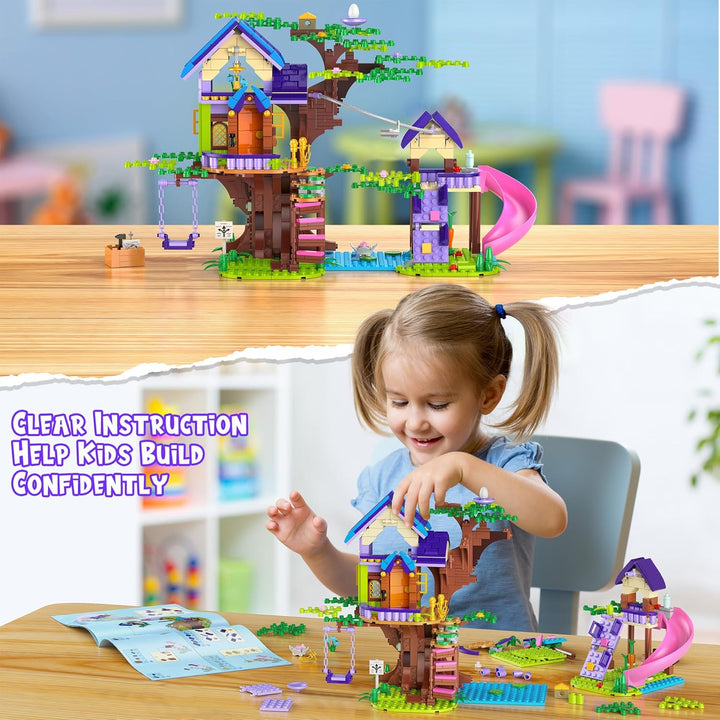 Friends Baumhaus-Bauset, 791 PCS City Wald Haus Wohnung, Baustein-Spielzeug mit Schaukel, Weihnachte