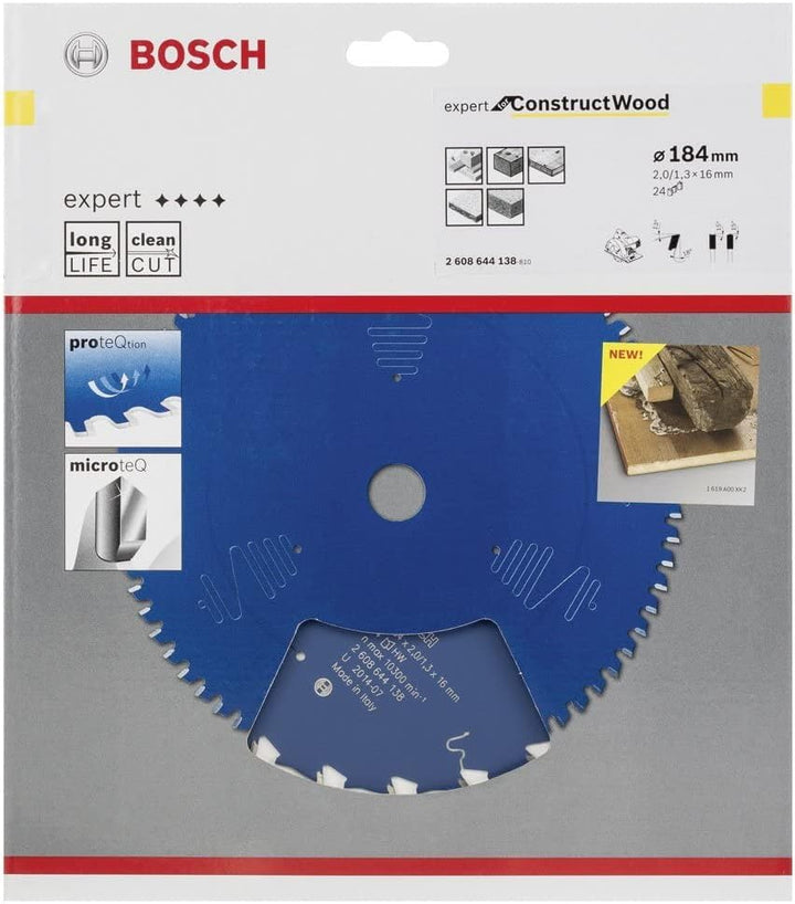 Bosch Professional Kreissägeblatt Expert for Construct Wood (Holz, 184 x 16 x 2 mm, 24 Zähne, Zubehö