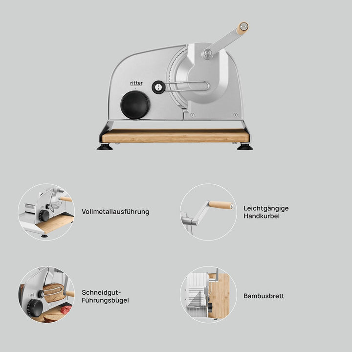 ritter Allesschneider amano 5, manueller Allesschneider mit leichtgängiger Handkurbel, made in Germa