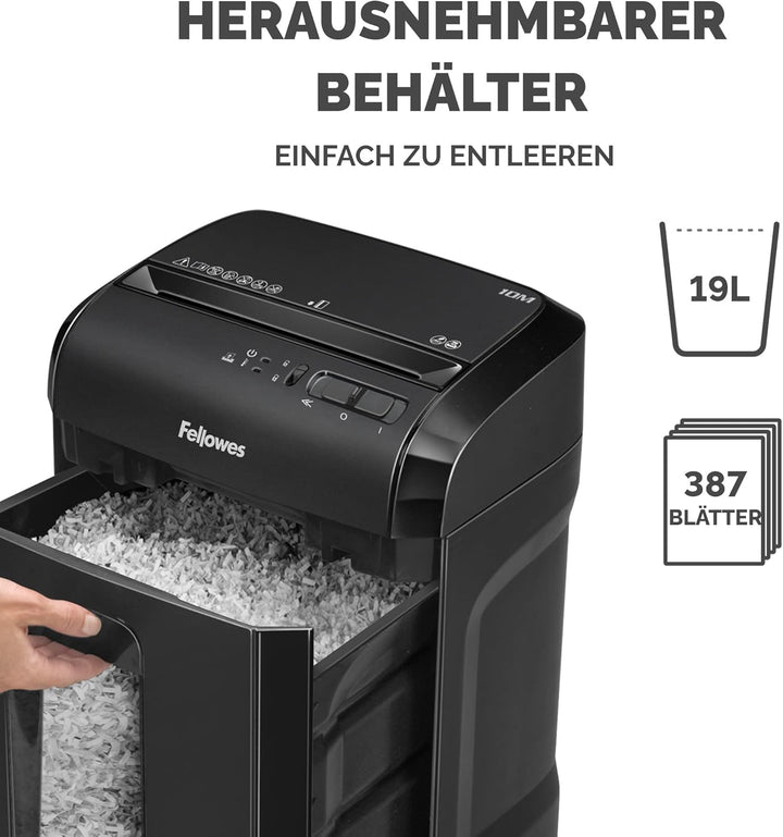 Sicherheitsstufe P5 Aktenvernichter: Fellowes Microcut (2000+ Partikel/A4), 10 Blatt, Powershred 10M