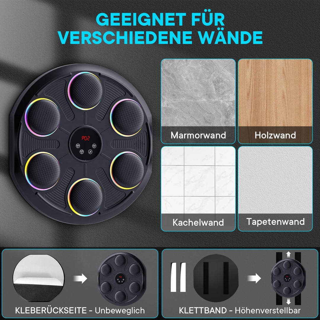 Unichefry Music Boxing Machine, Boxmaschine mit Musik & LED-Beleuchtung, 12 Geschwindigkeitsmodi und