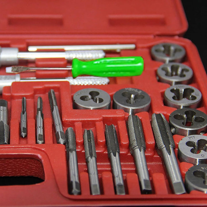 Anhoer 40 tlg Gewindeschneider Set Gewindeschneidsatz Metrisch M3-M12 Gewindebohrer und Schneideisen