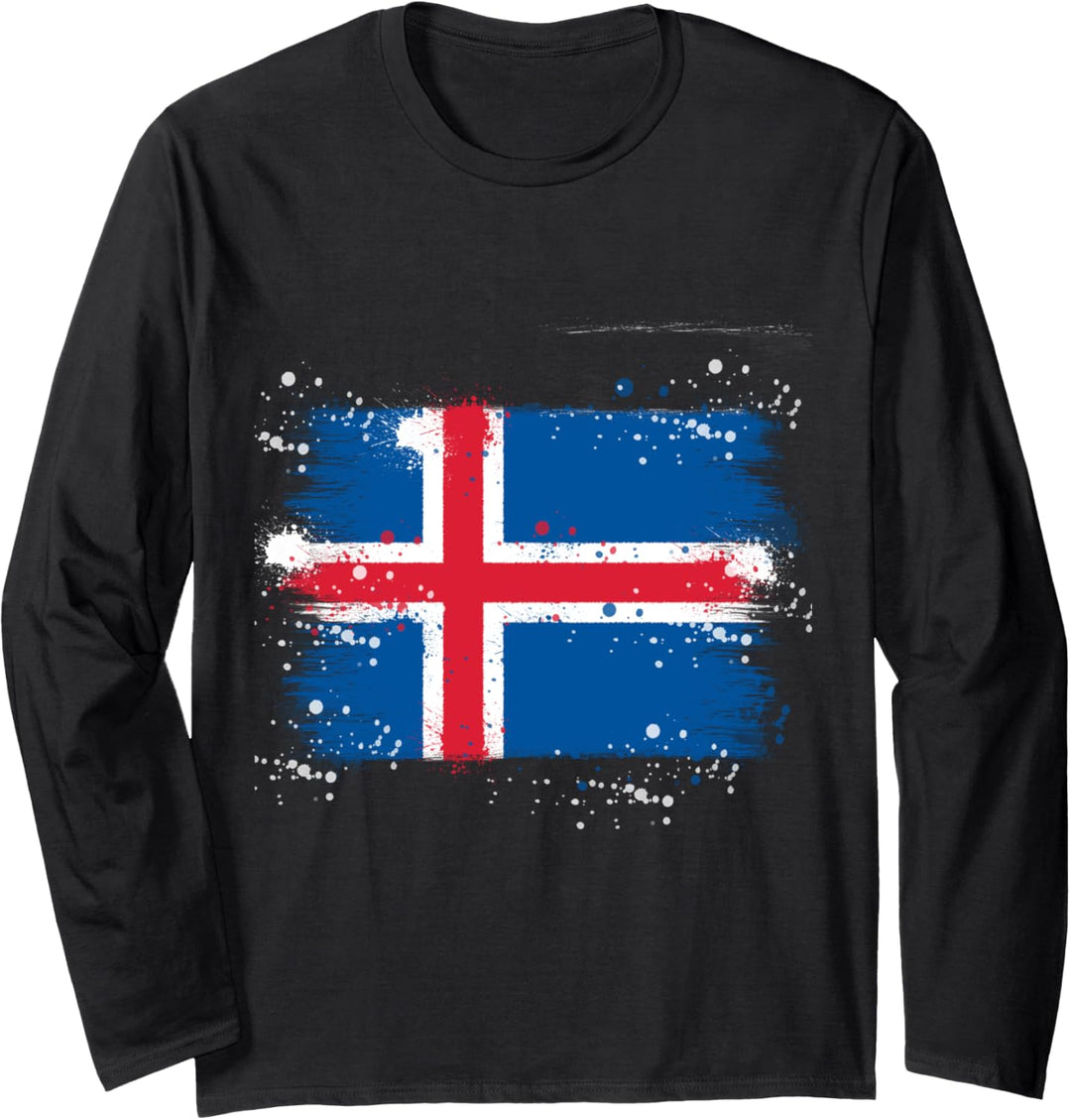Island Isländer Isländisch Watercolor Wasserfarben Langarmshirt