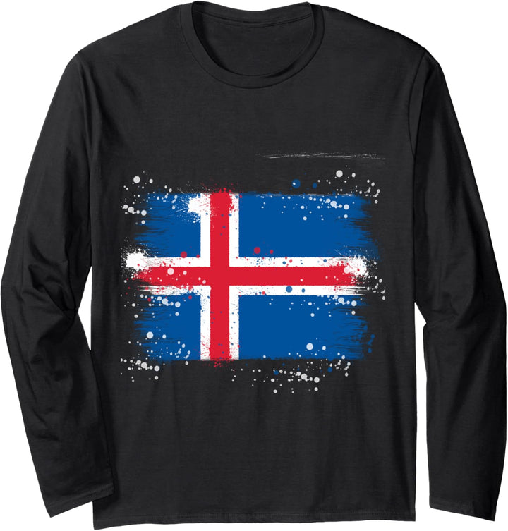 Island Isländer Isländisch Watercolor Wasserfarben Langarmshirt