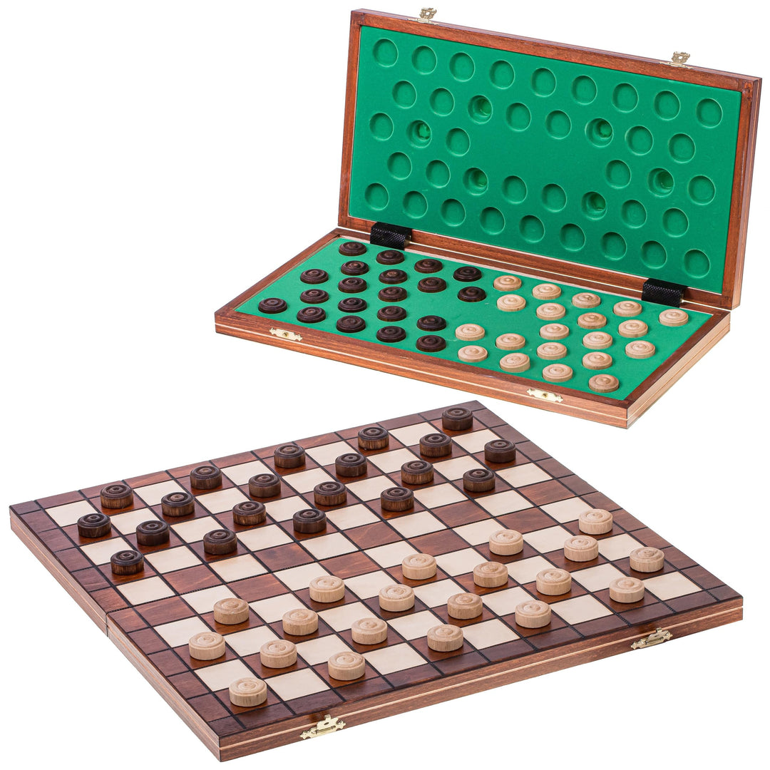 Square - Damespiel - 100 Feld - Dame Set aus Holz - Brett 40 x 40 cm