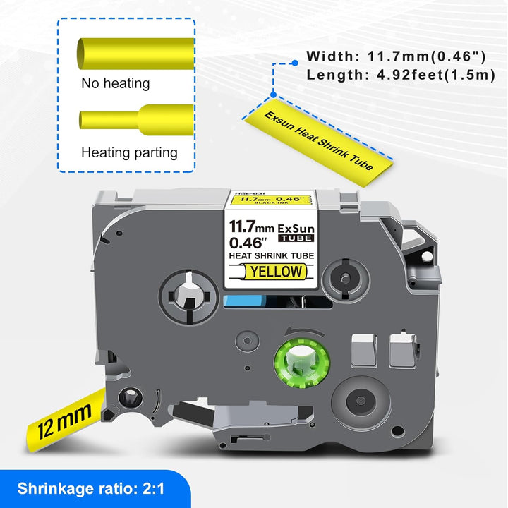 3er-Pack Kompatibel 11,7mm Schrumpfschlauch Schriftband als Ersatz für Brother Hse-631 Hs-631 HSc-63
