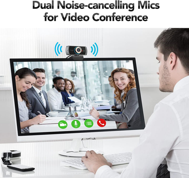Angetube HD Gaming Webcam 1080P mit Mikrofon,USB PC Streaming Webcam mit Breitbild-Videoanrufen und
