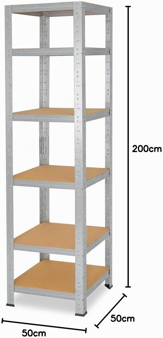 shelfplaza® 200x50x50cm Home Schwerlastregal verzinkt/Metallregal mit 6 Böden/Kellerregal Metall, Ga