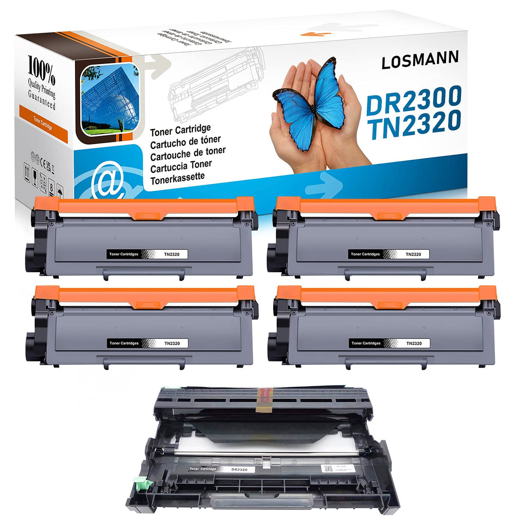 LOSMANN 4x Toner & 1x Trommel Kompatibel zu Brother TN2320 DR2300 für Brother HL-L 2380 DW DCP-L 250