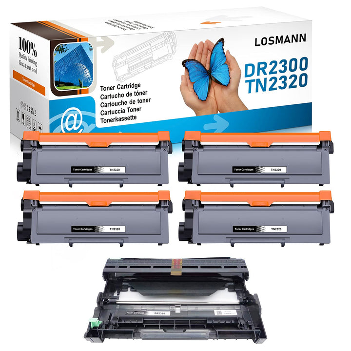 LOSMANN 4x Toner & 1x Trommel Kompatibel zu Brother TN2320 DR2300 für Brother HL-L 2380 DW DCP-L 250