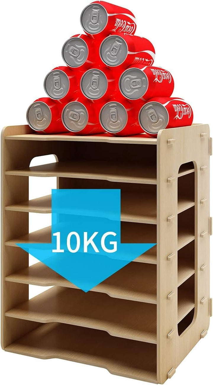 PUNCIA Dokumentenablage A4 Briefablage 7 Ablagefächer Holz Schreibtisch Datei Organizer Papierablage