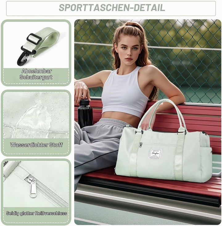 HYC00 Sport Duffel Bag Damen Herren Handgepäck Sporttasche mit Nassfach &amp; Schuhfach, Reisetasche Dam